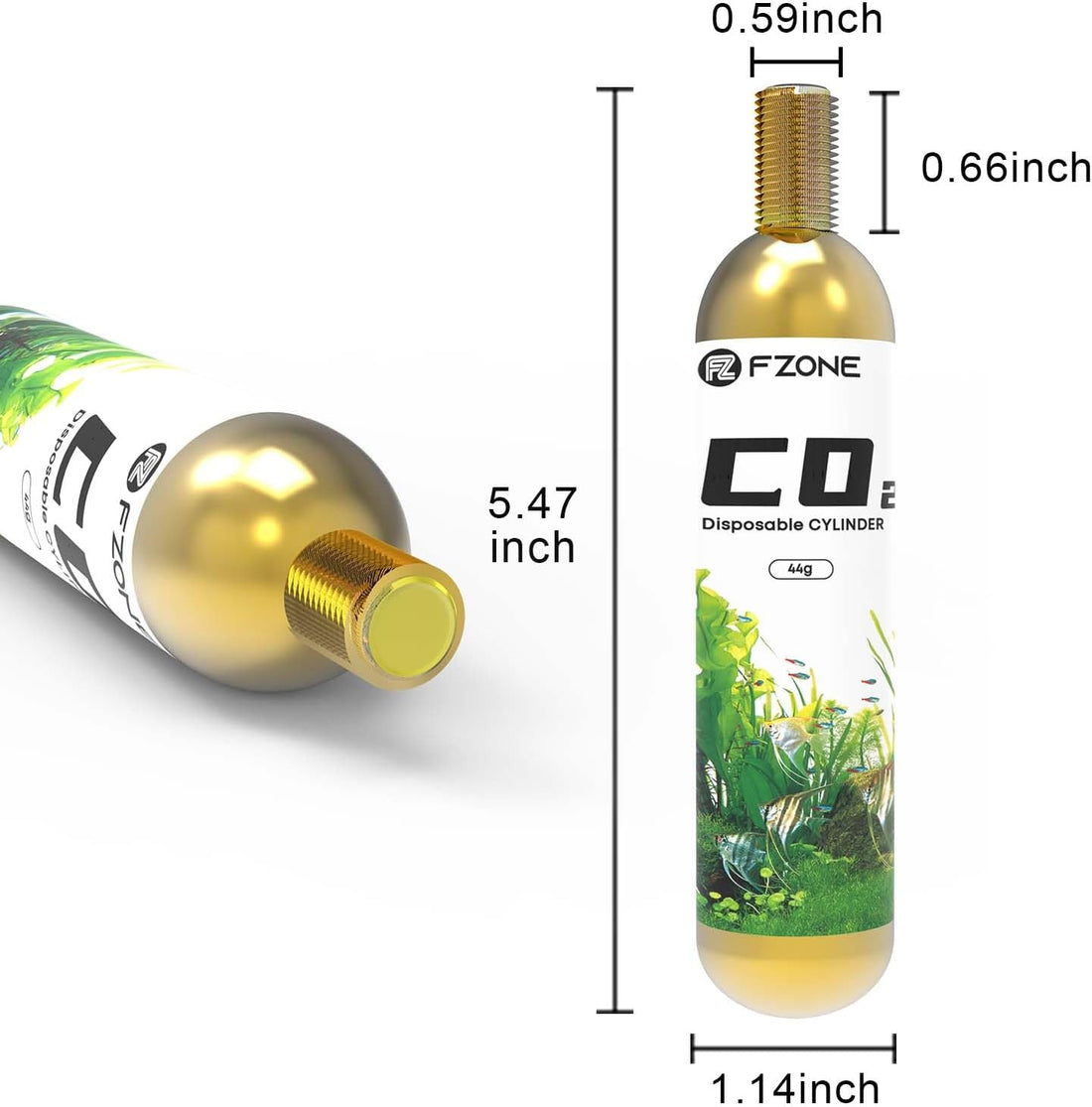 FZONE 45g Disposable CO2 Cartridges with 5/8'' Threaded Interfaces