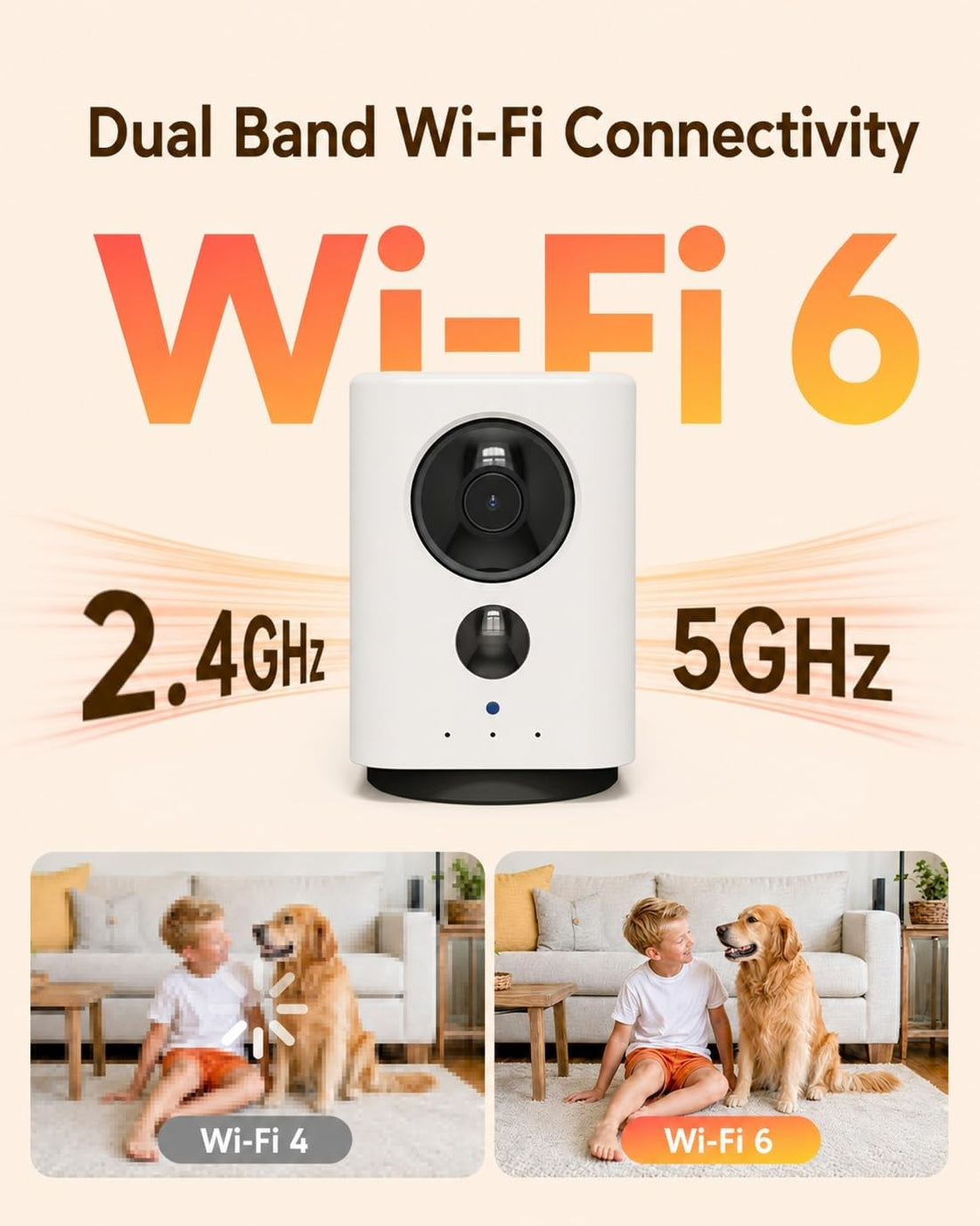 SEHMUA Battery Indoor Camera Wireless, 5G/2.4G WiFi, 2K Live View