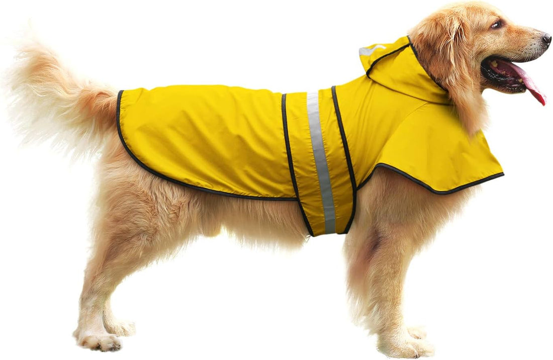 HDE Dog Raincoat Jacket Reflective Adjustable Hooded Pet Poncho Rain