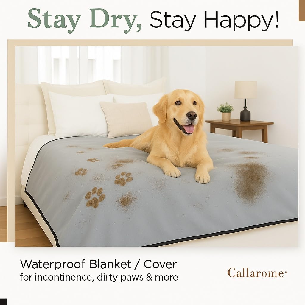 Callarome Waterproof Blanket for Bed & Couch Protection, Grey, 80"x90"