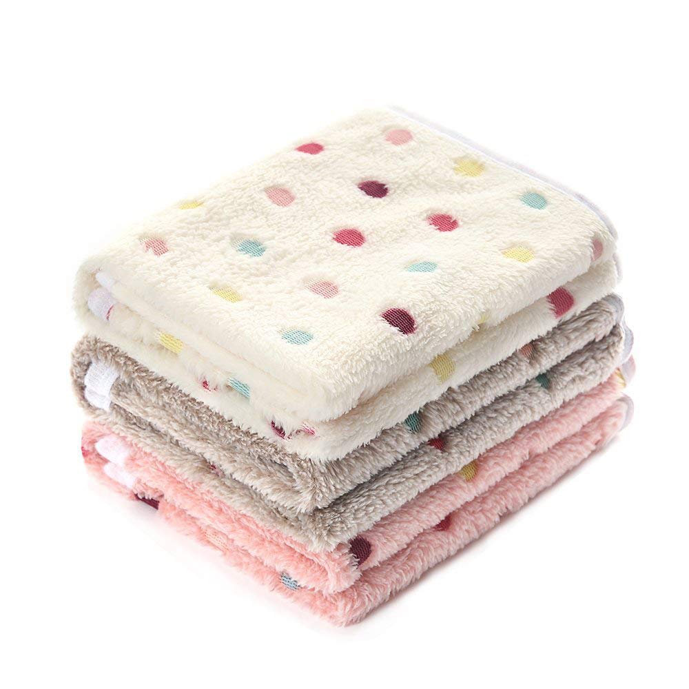 1 Pack 3 Blankets Super Soft Cute Dot Pattern Pet Blanket Flannel