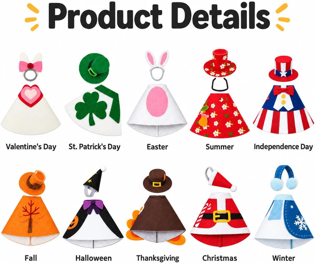 10 Set Desk Goose Outfits 7 Inches,Felt Material