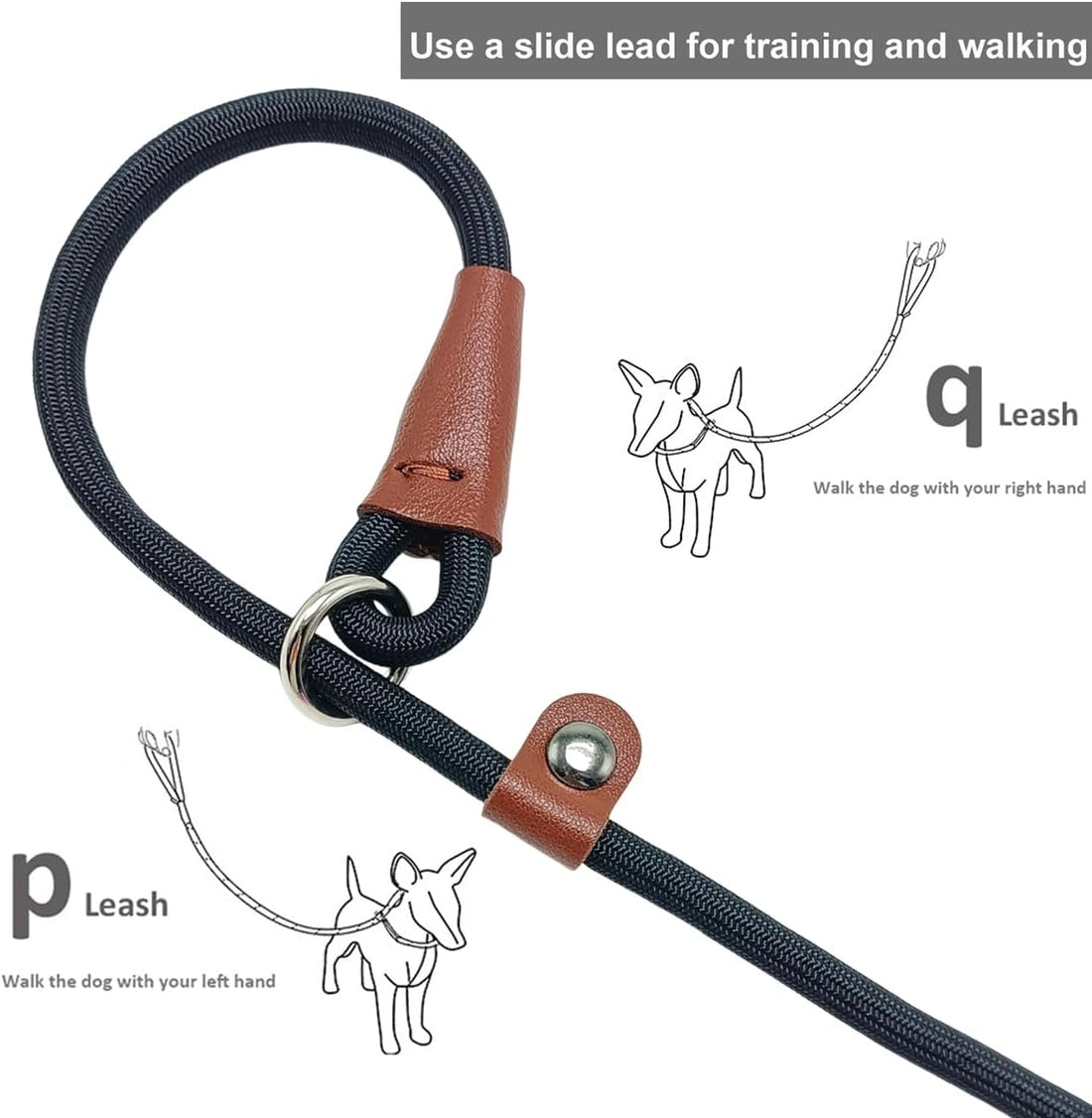 BTINESFUL 5FT 6FT 7FT Slip Lead Dog Leash, Strong Nylon Rope Leash