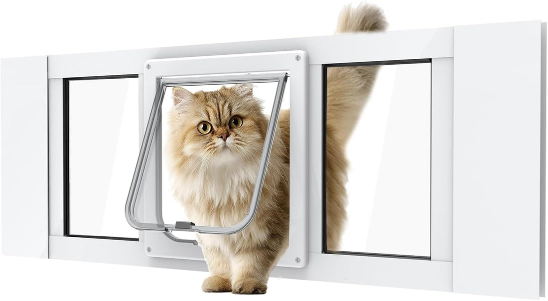 Aluminum Cat Door for Windows - Adjustable to Fit Window Width 32"-36"