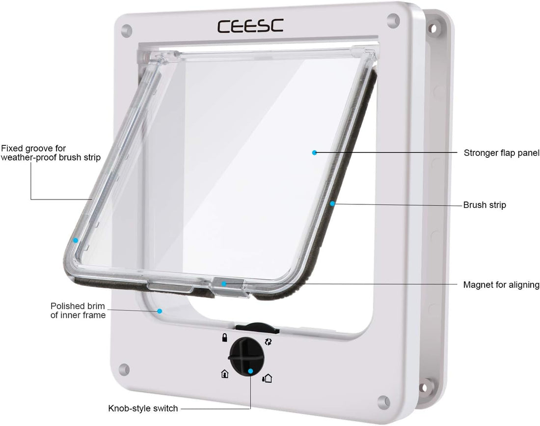 CEESC Medium Cat Door for Interior/Exterior, for Pets <15.75"