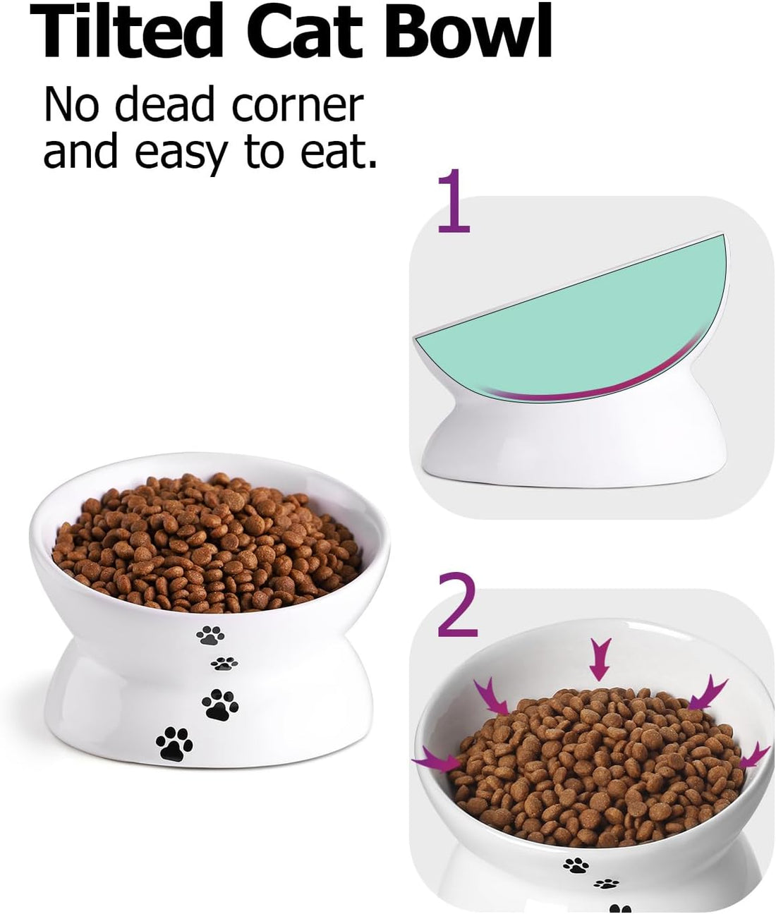 Y YHY Cat Bowl Anti Vomiting, Raised Food Bowls, Tilted Elevated Bowl