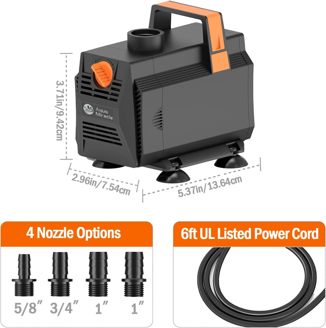 AquaMiracle 880GPH Aquarium Water Pumps Fountain Pump Pond Pump