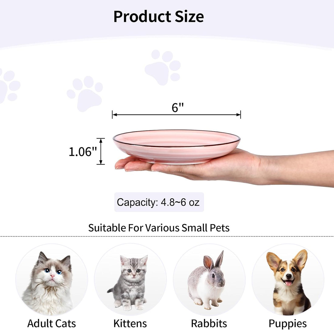 Selamica 6 Inch Ceramic Cat Bowls, Set of 6