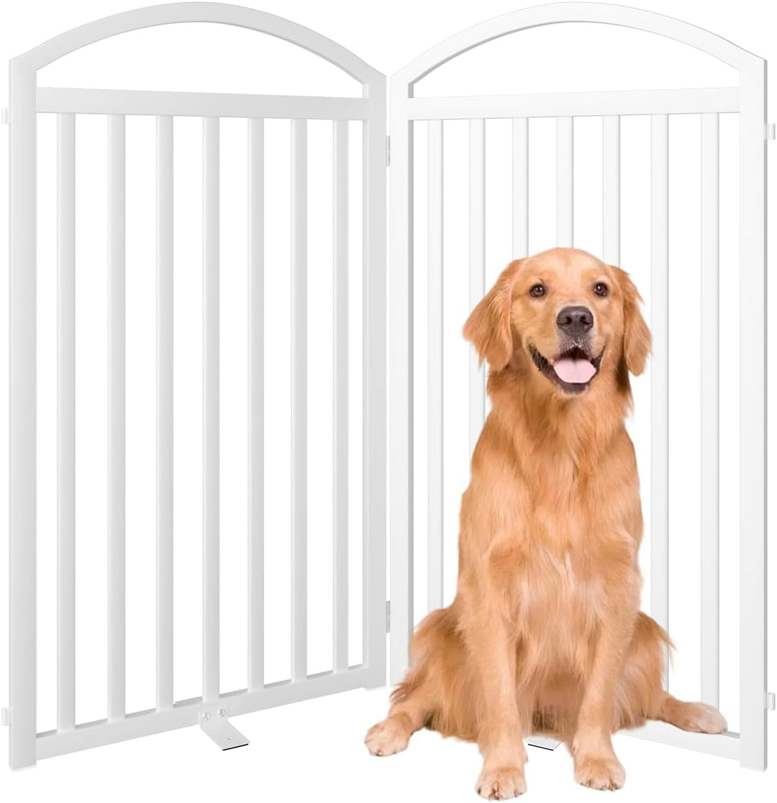SNUOWU 4 Panels Full Matel Freestanding Dog Gates with Door
