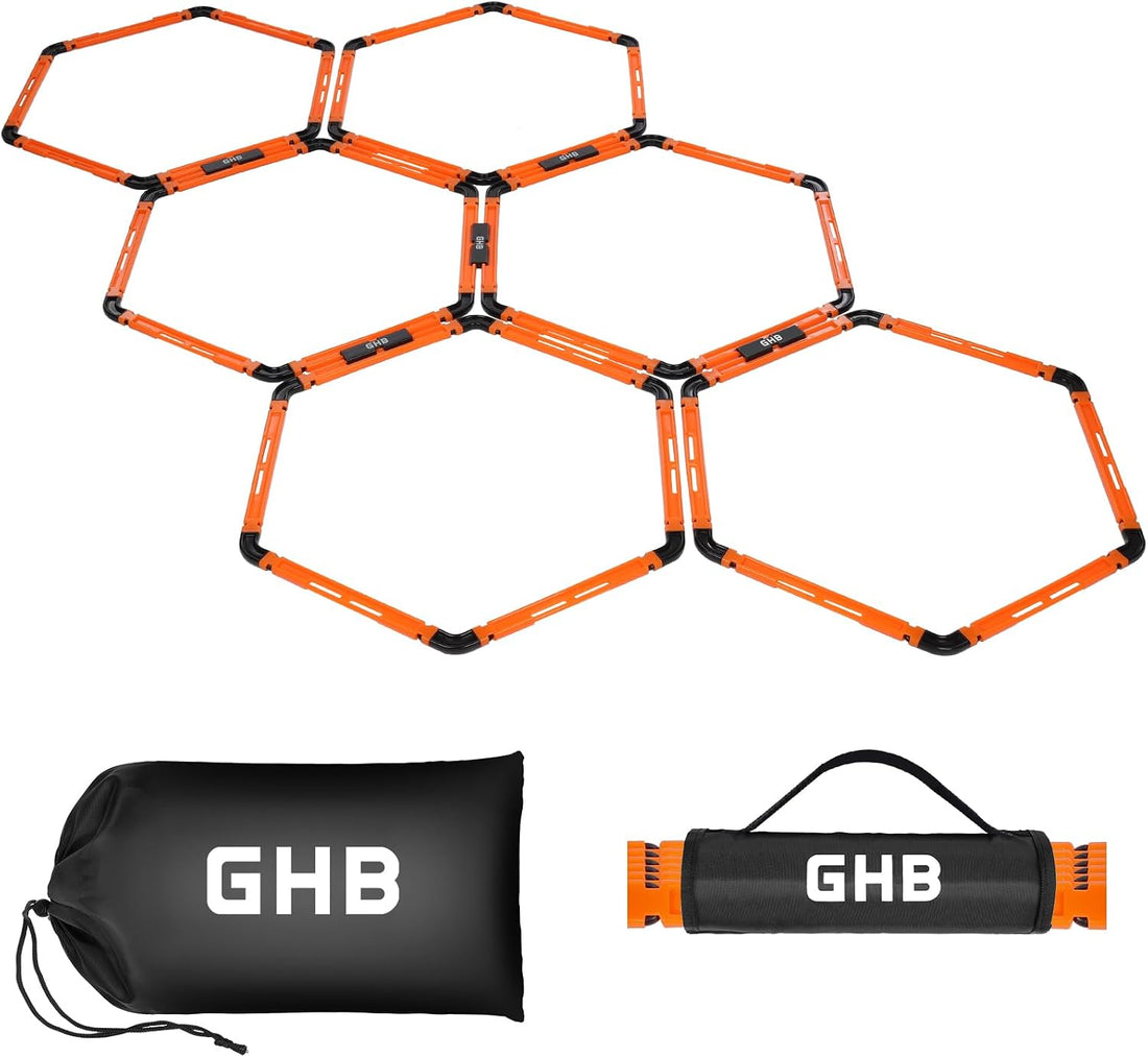 GHB Hex Agility Rings Speed Rings with Carrying Bag 6 Set