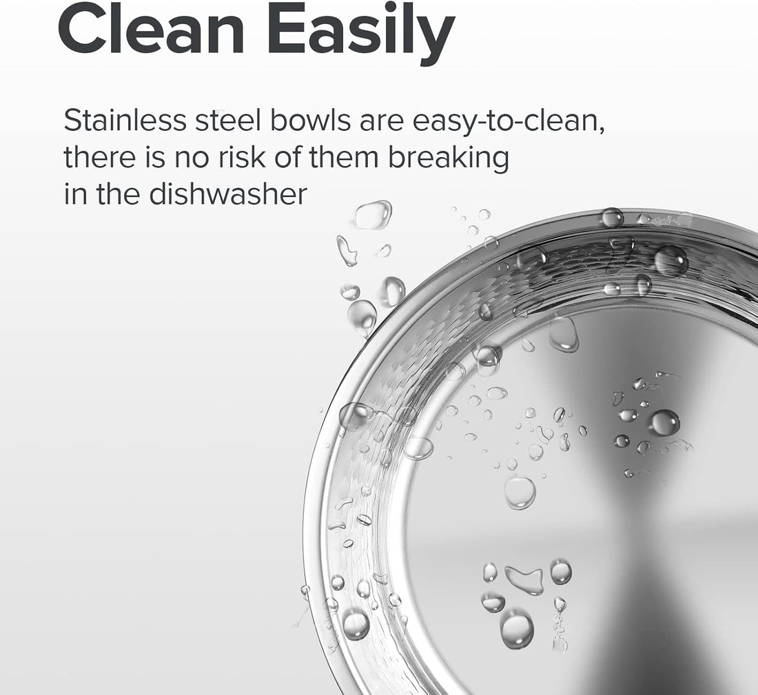 URBUDDIES Hammered Stainless Steel Pet Bowls, Two-Pack