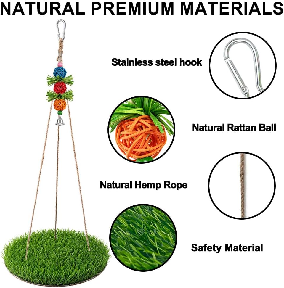 Bird Toys Bird Swing with Grass Platform Wooden Perch Stand