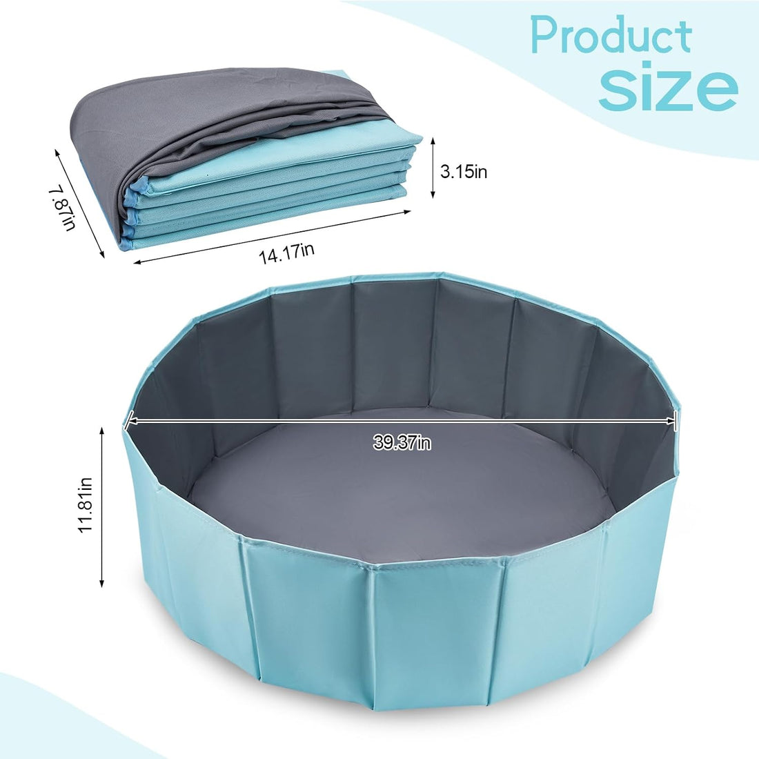 Dog Ball Pit Foldable 39.37 inches in Diameter,No Ball Included,Blue M
