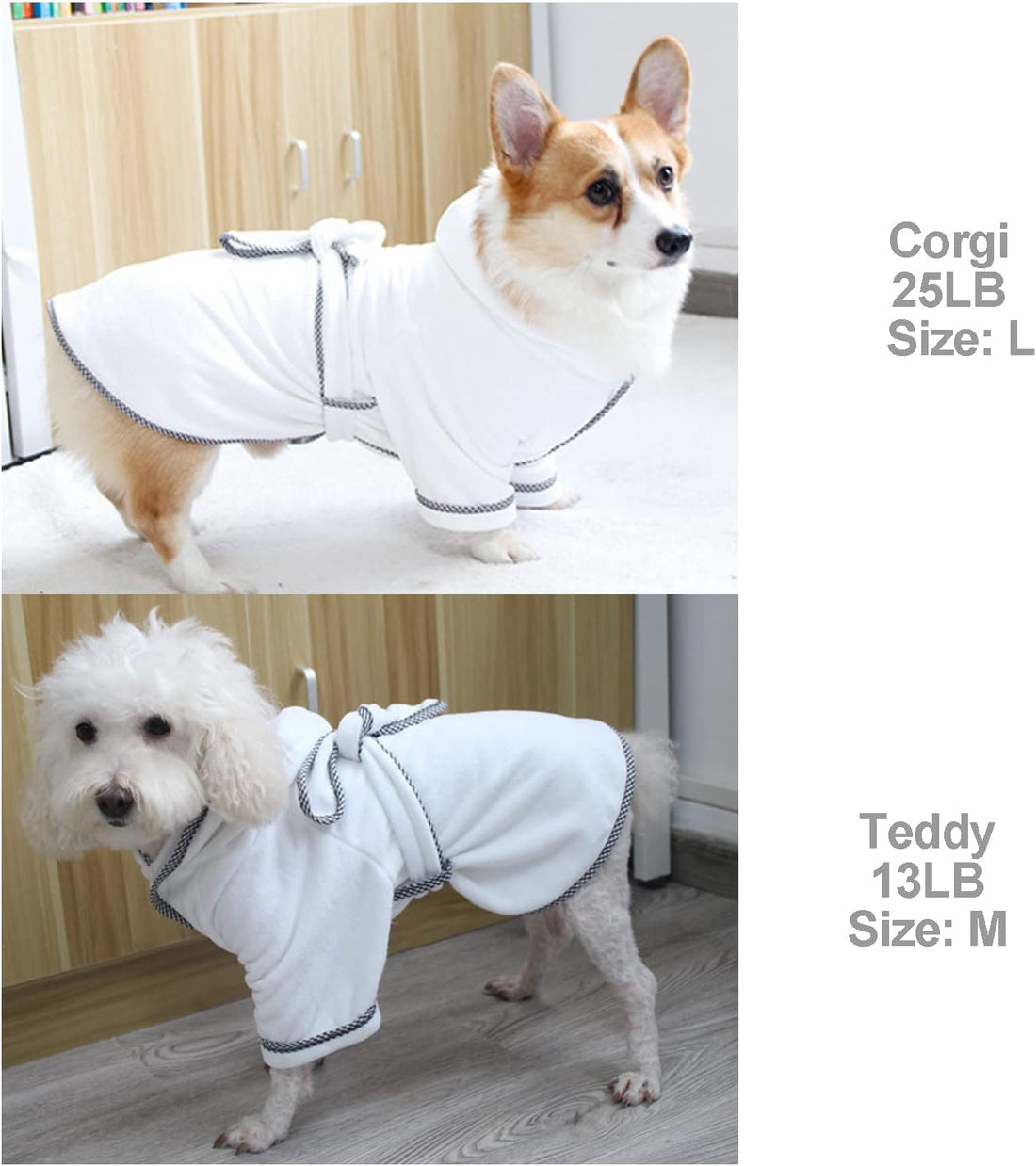 Dog Bathrobe, Microfiber Fast Drying Absorbent Hooded Bath Towel