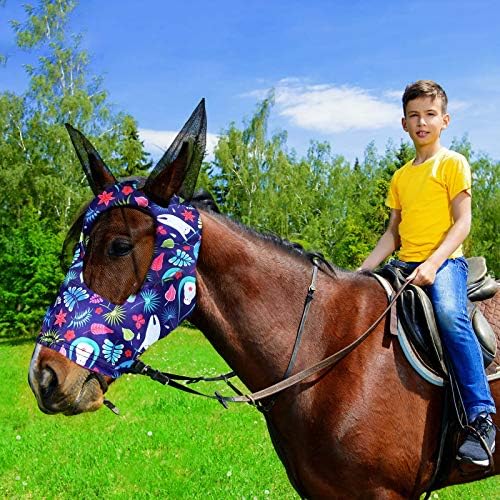 Weewooday 2 Pieces Horse Fly Masks for Horses Soft Fly Masks for Ears
