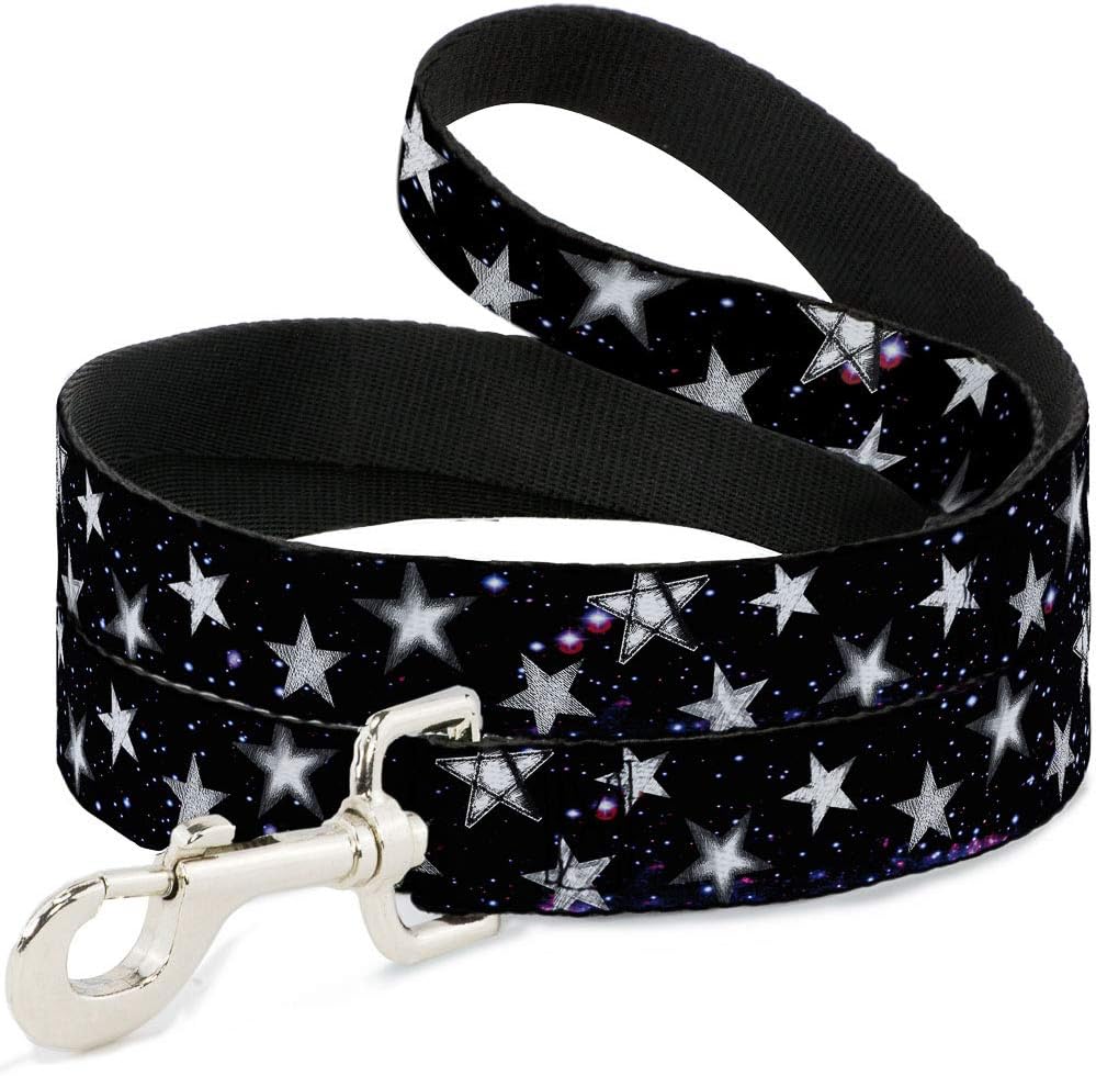 Buckle-Down Pet Leash - Glowing Stars in Space Black/Purple/White
