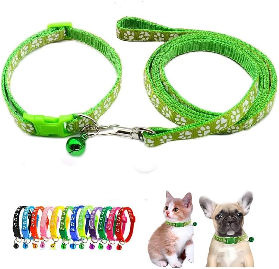 Paw Print Dog Collar Leash Set