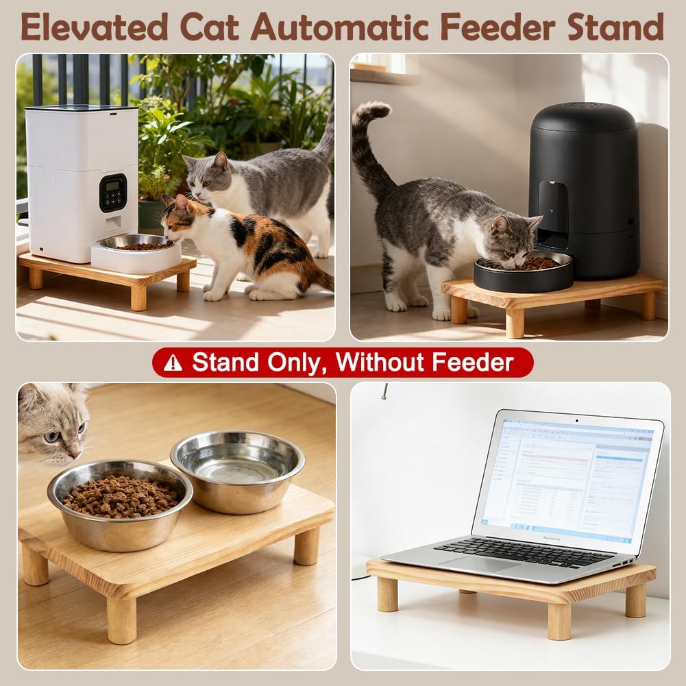 SZEE Cat Food Stand for Automatic Feeder & Tradition Bowls