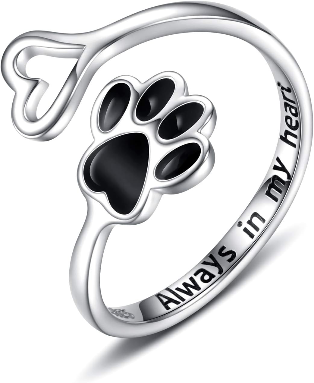 Sariel Puppy Paw Print Ring Heart 925 Sterling Silver