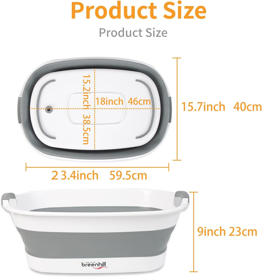 Collapsible Dog Bath Tub, Portable Puppy Bathtub with Drain Plug