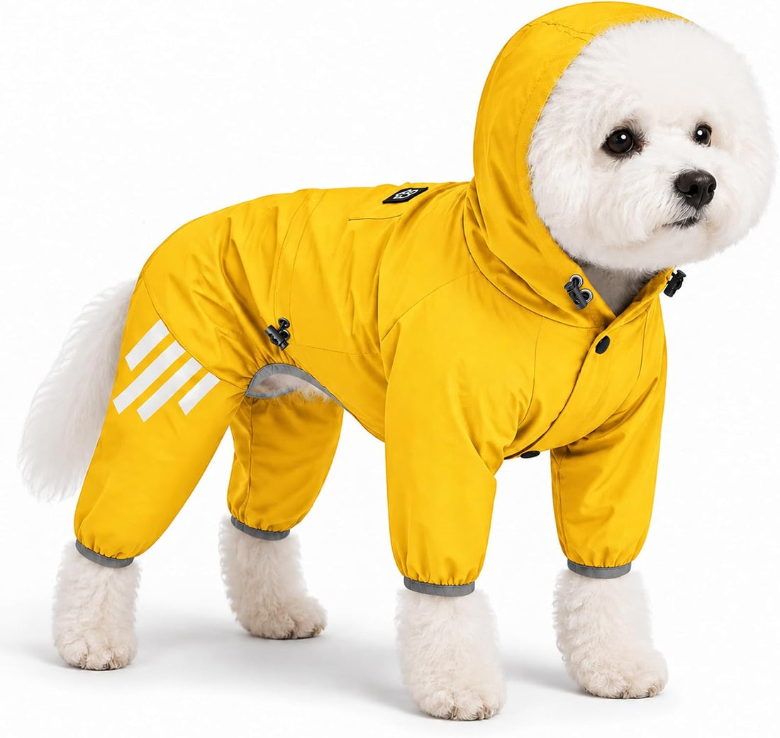 Dog Raincoat Pup Hood Waterproof Dog Rain Jacket with Reflective
