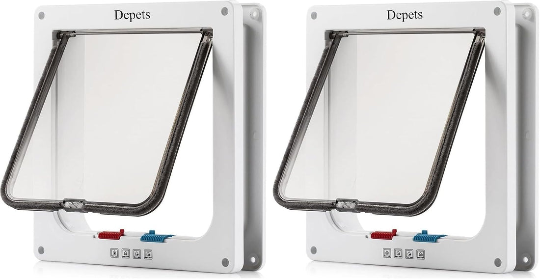 Depets Large Cat Door, 4 Way Locking Cat Flap Door for Interior
