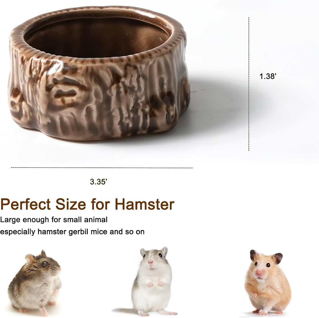 2 Pack Ceramic Hamster Food Bowl Anti-Tip Chew-Proof Water Dish
