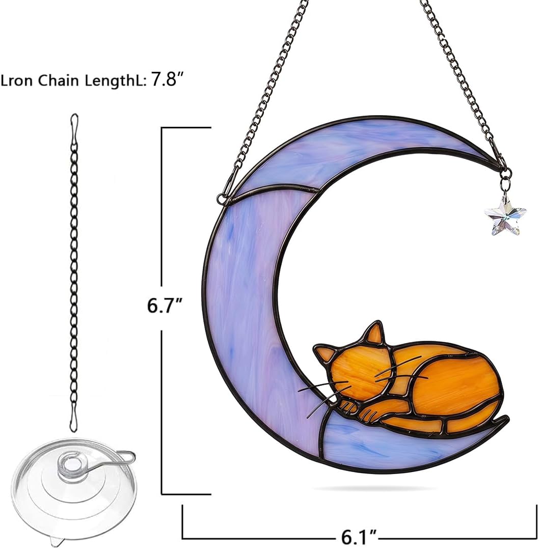 Grey Cat Memorial Stained Glass Suncatcher Cat Loss Sympathy Gift