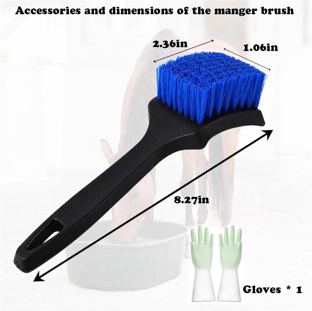 2 Pack Livestock Trough Cleaning Brushes with Protective Gloves