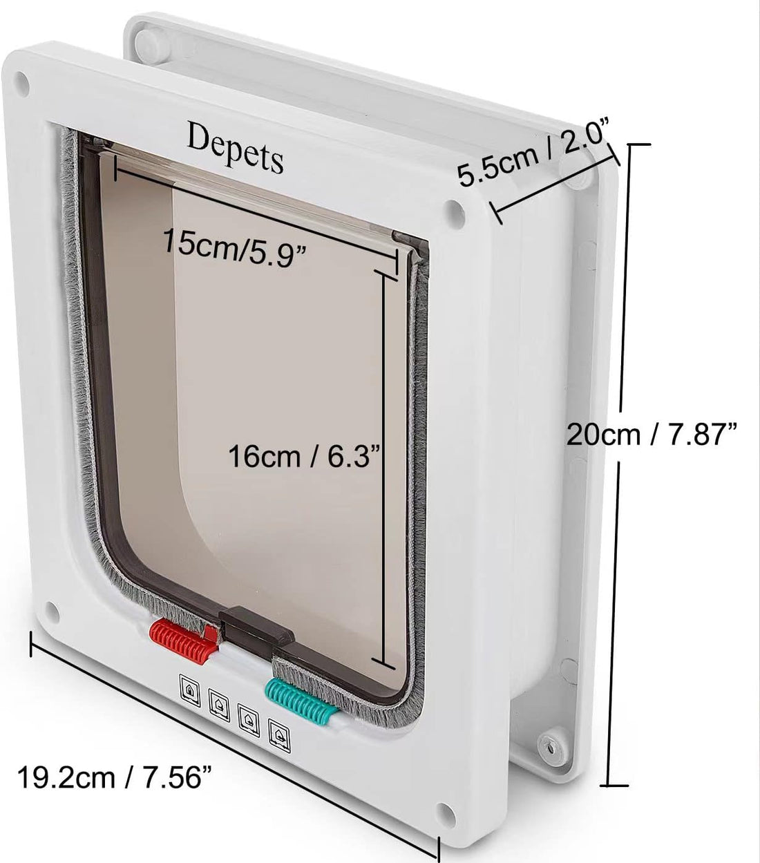 Depets Large Cat Door, 4 Way Locking Cat Flap Door for Interior