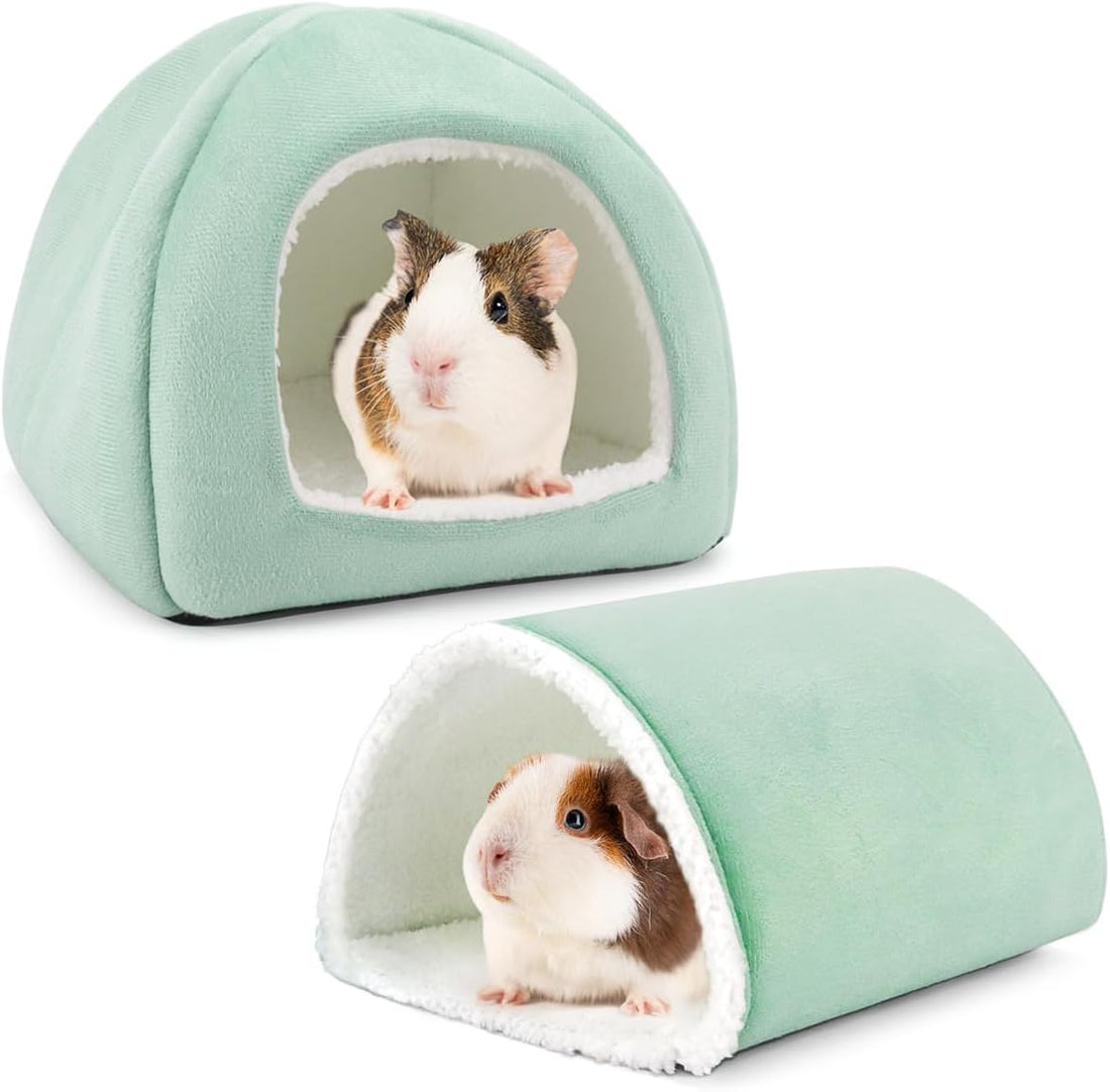 Guinea Pig Hideout with Tunnel, Washable Fleece House Bed