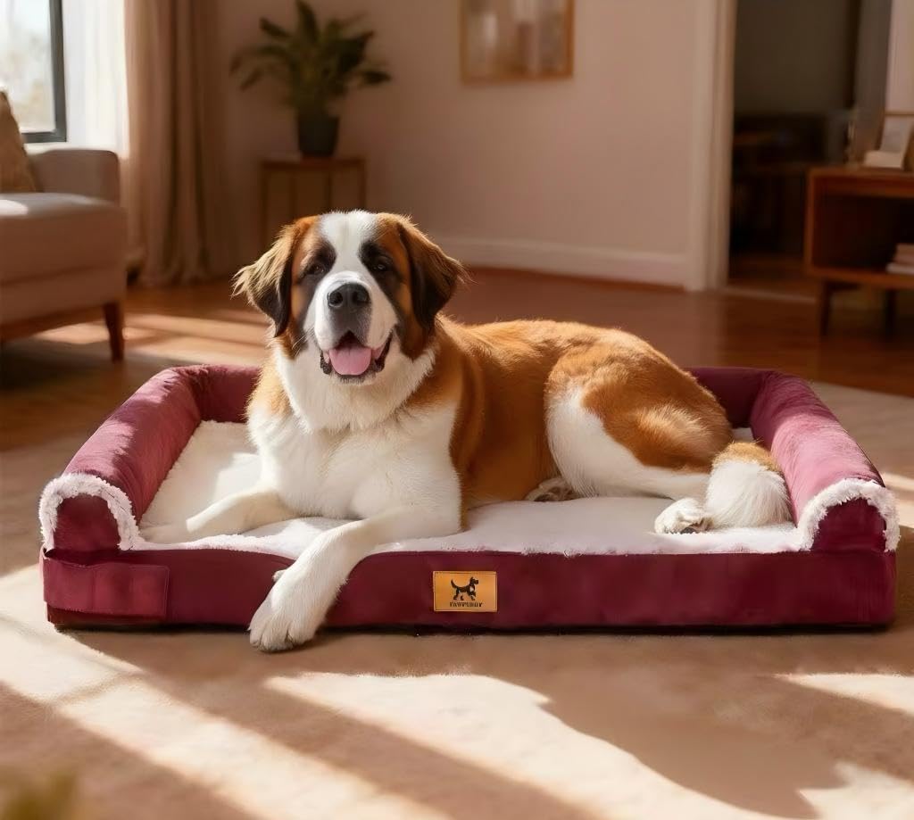 Orthopedic Dog Bed for Medium Dogs, Egg-Crate Foam with Bolster, L
