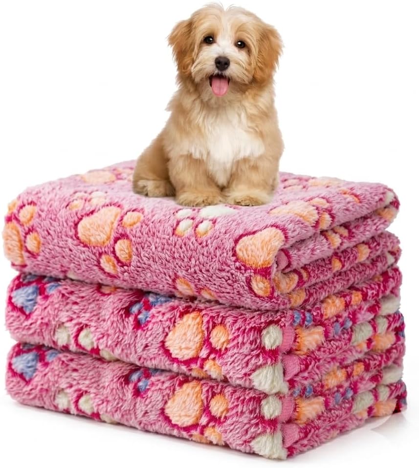 1 Pack 3 Blankets Fluffy Premium Fleece Soft Pet Blanket Flannel