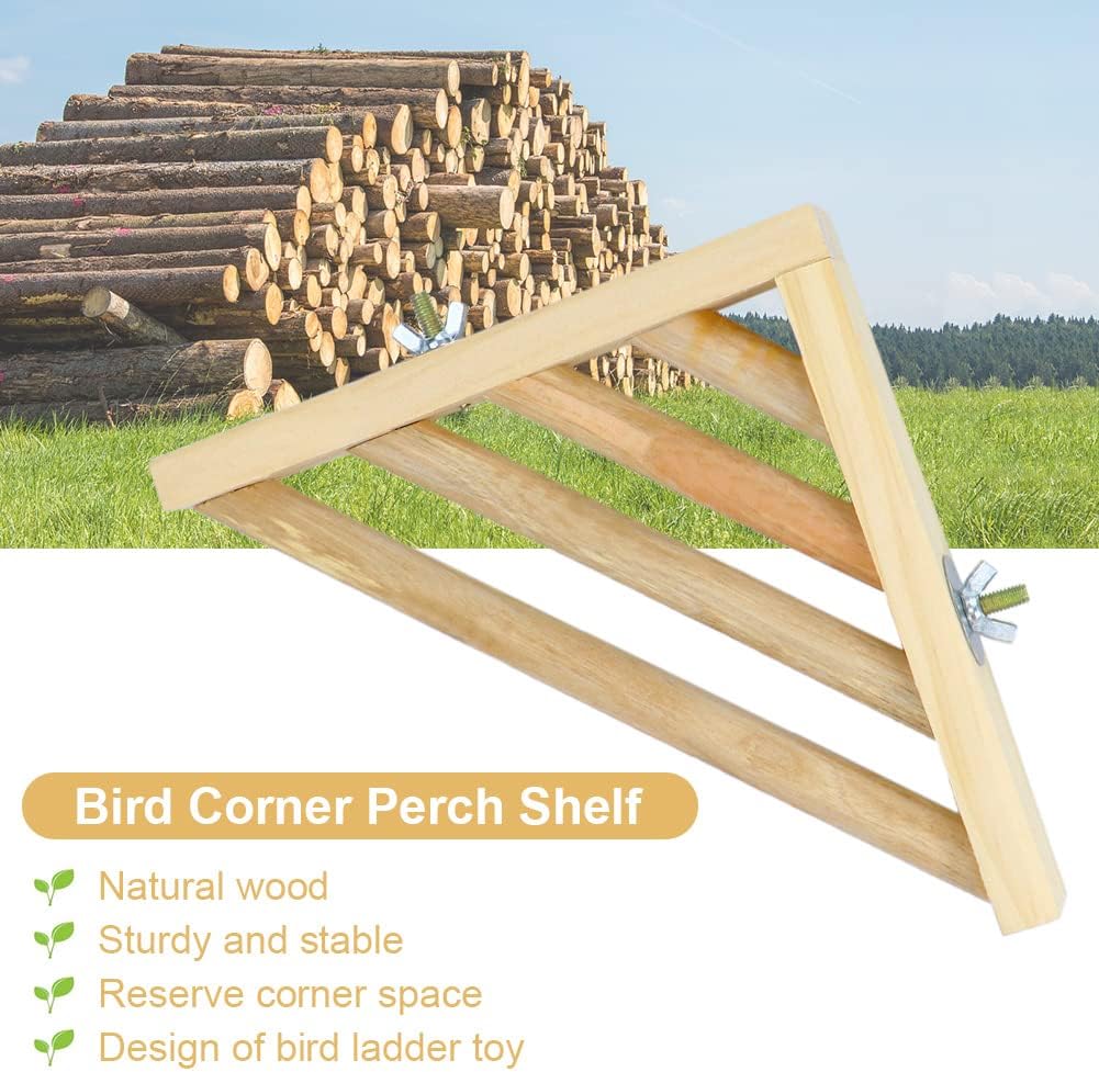 Litewoo Bird Perch Corner Platform Stand Shelf for Parrot Budgie Cage