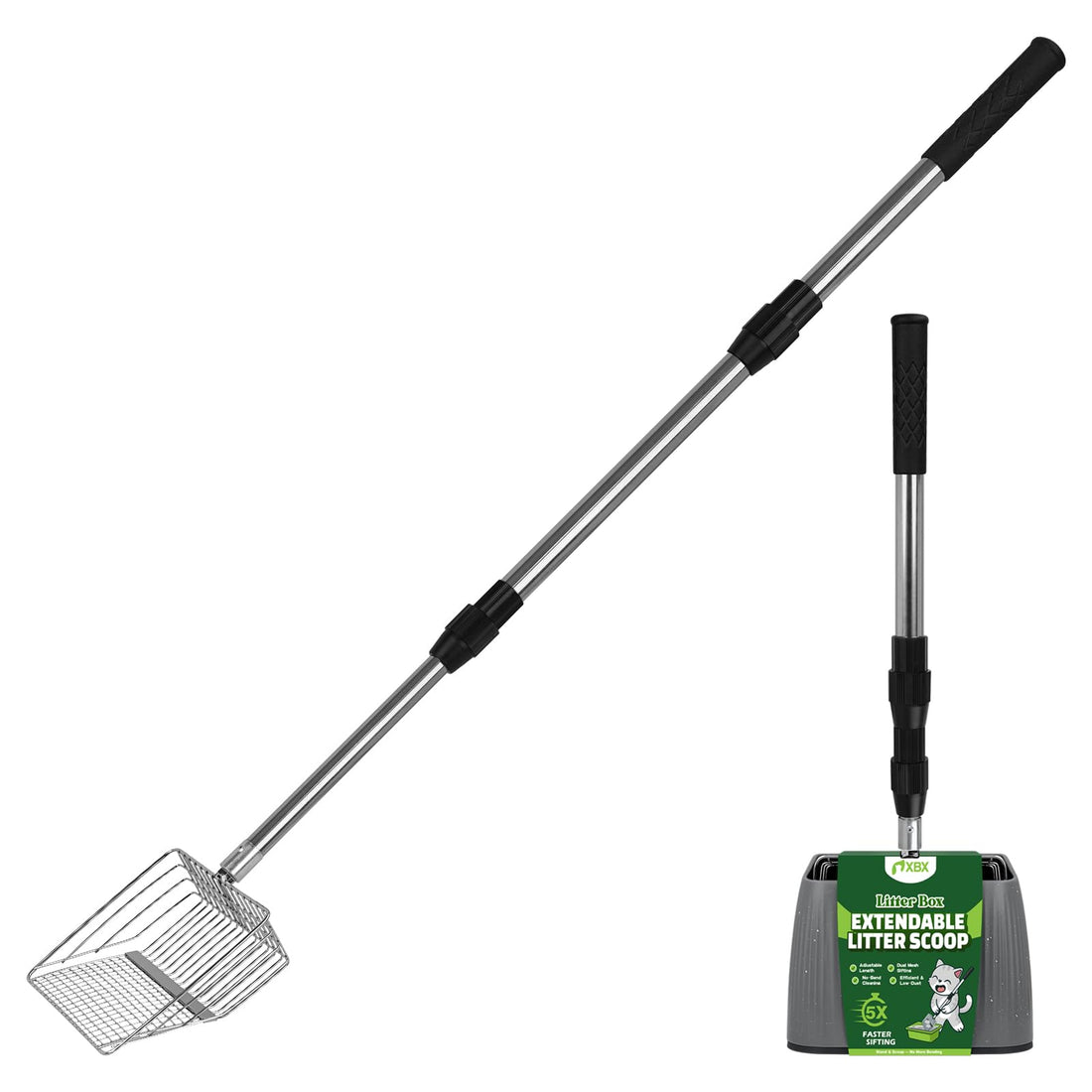 XBX Long Handle Cat Litter Scoop with Holder