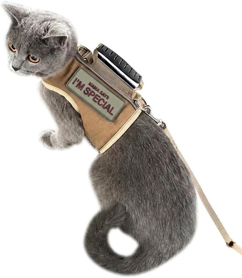 Tactical Cat Harness and Leash for Walking Escape Proof