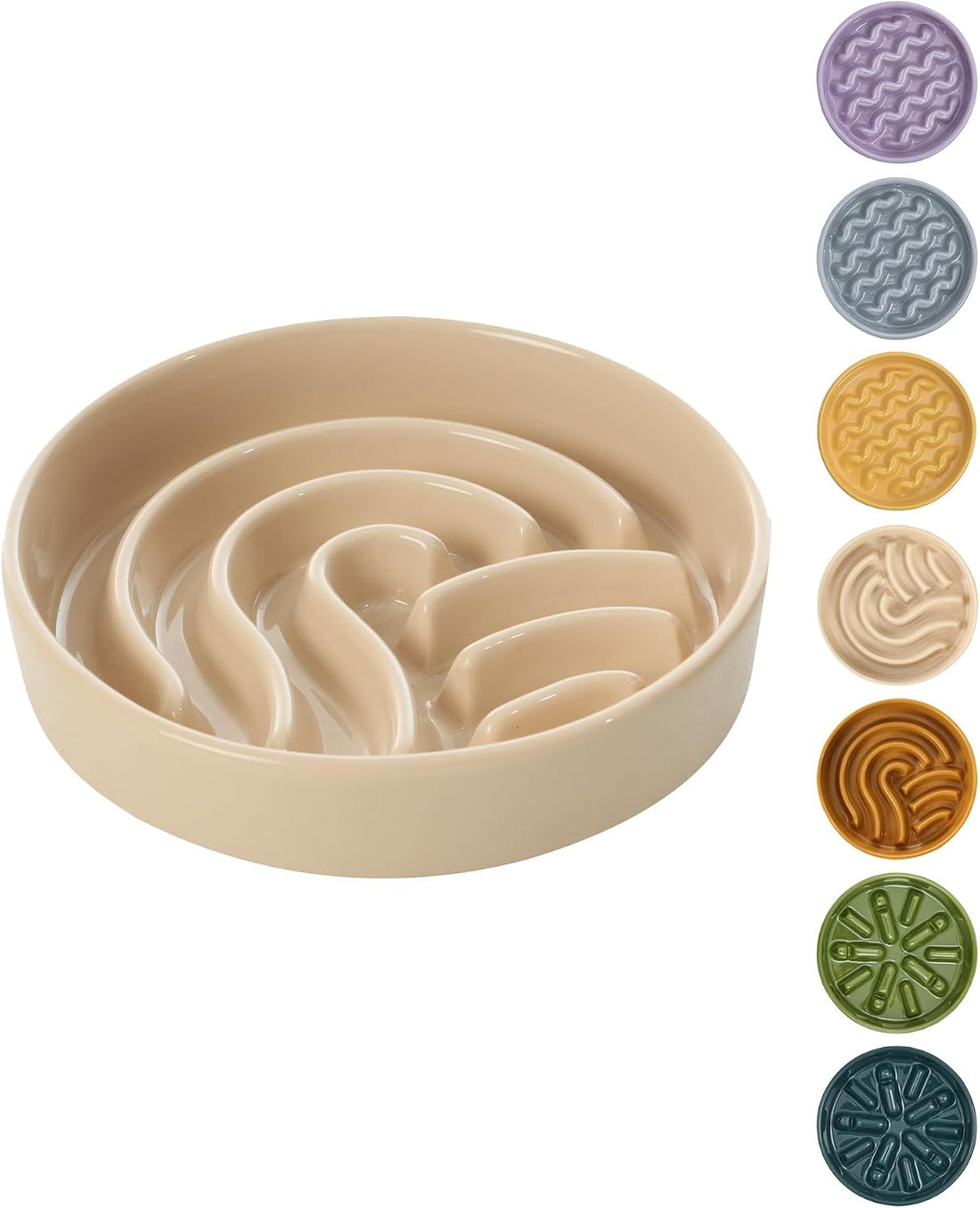 Ceramic Slow Feeder Dog Bowl, Apricot