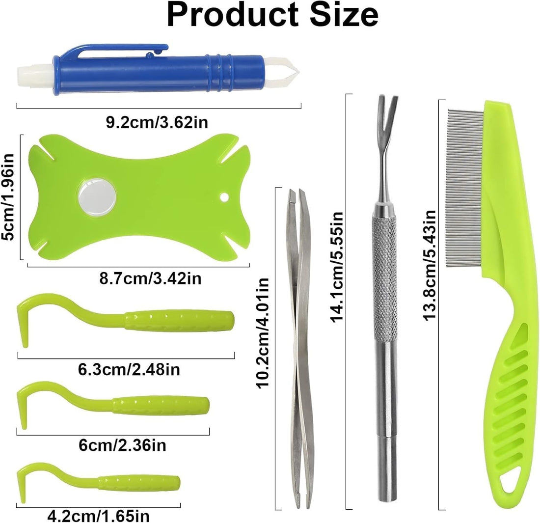 Tick Removal Tool Kit 8-in-1 with Storage Box for Dogs and Cats