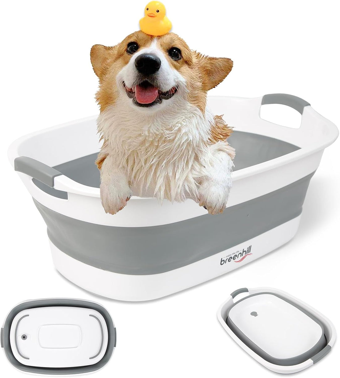 Collapsible Dog Bath Tub, Portable Puppy Bathtub with Drain Plug