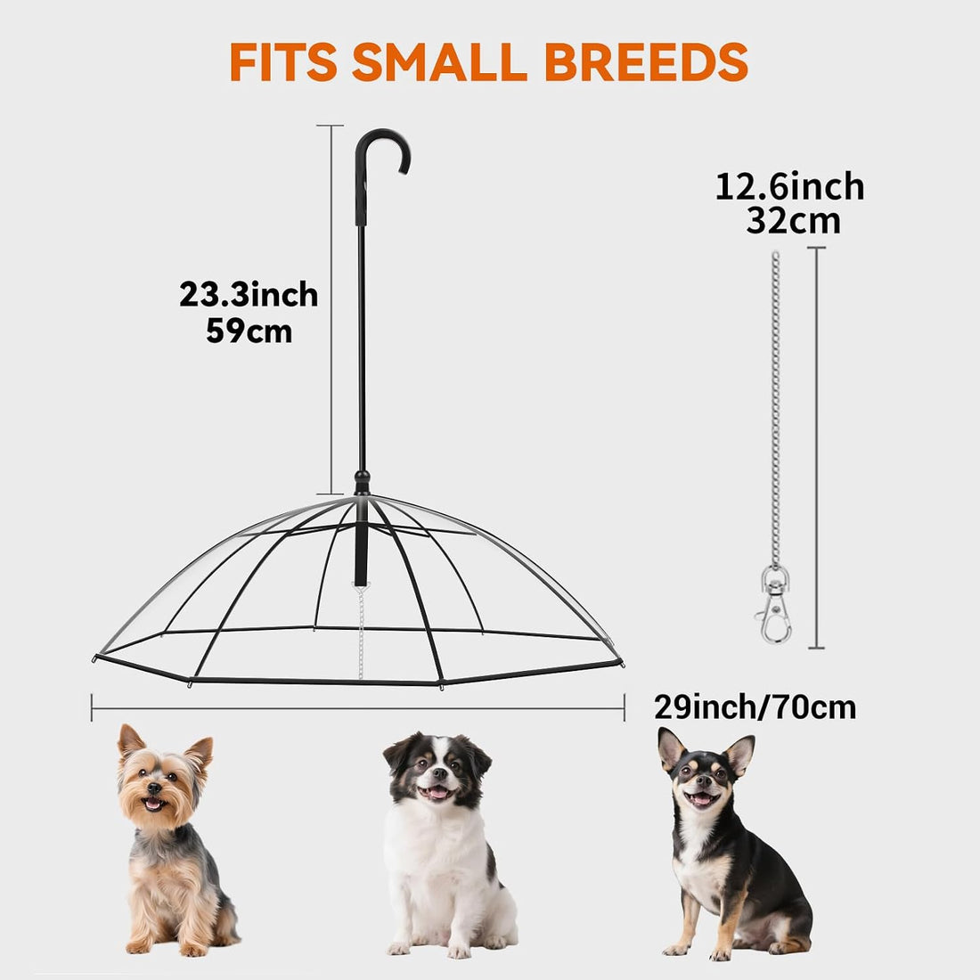 Clear Dog Umbrella for Small Dogs, Doggie Umbrella with Leash