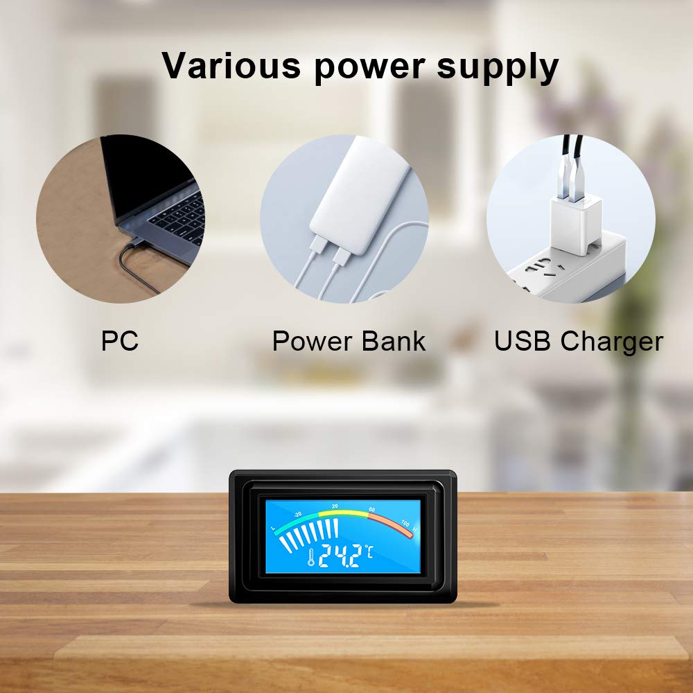 KETOTEK Digital Thermometer Temperature Gauge USB Power Supply