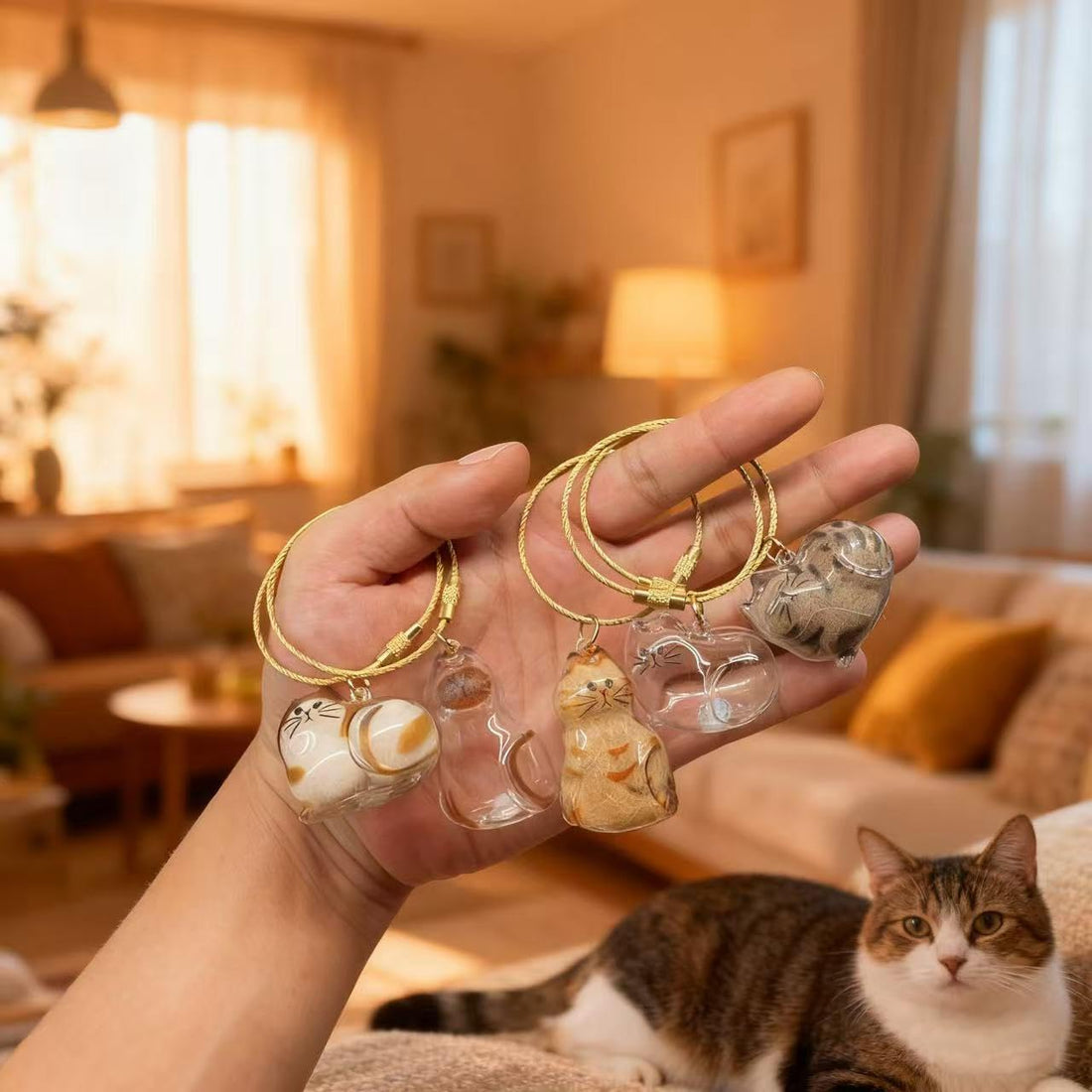 sencdfly Cat Hair Storage Keychain,Transparent Cat and Dog Hair