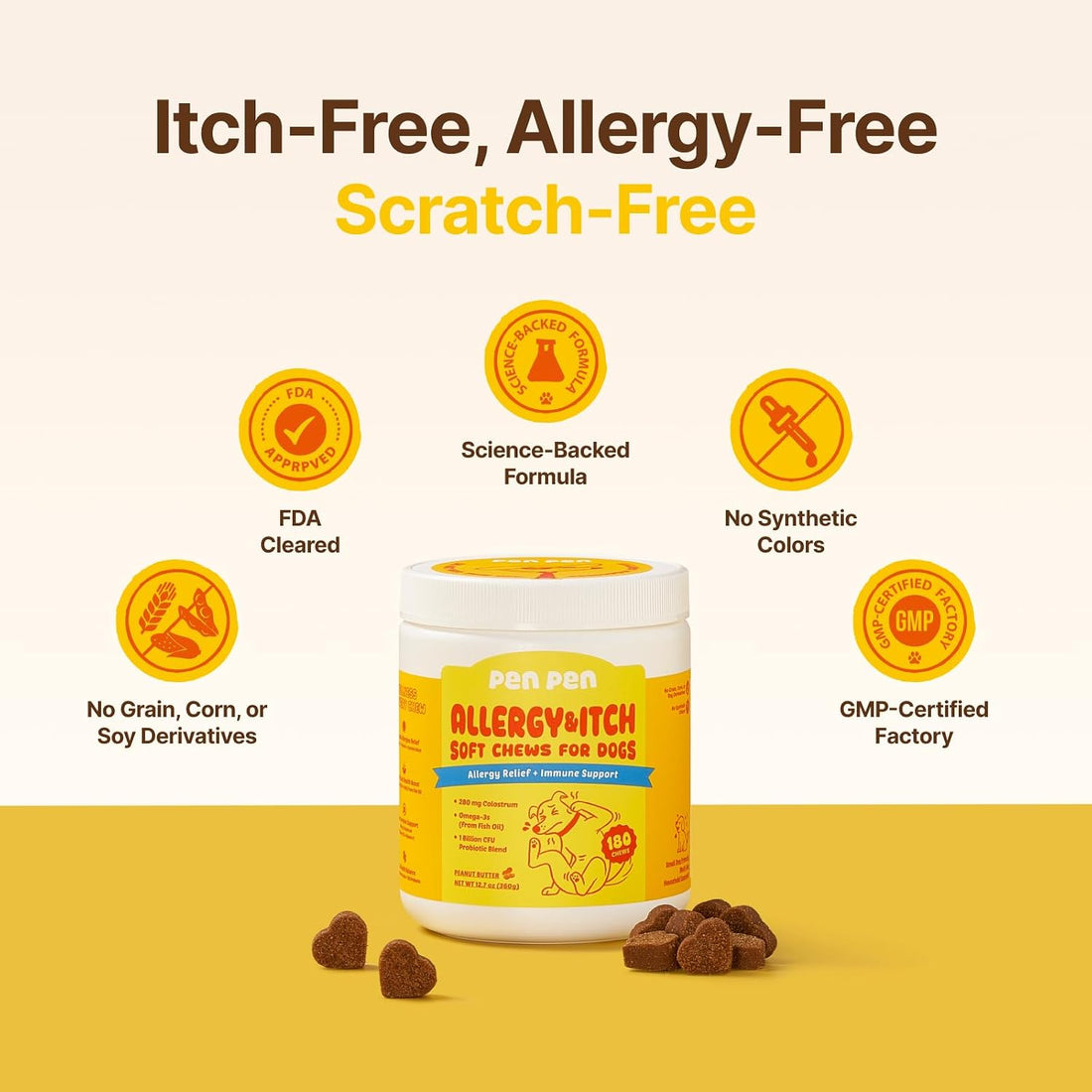 PENPEN Dog Allergy Chews - Anti-Itch & Itchy Skin Support for Dogs