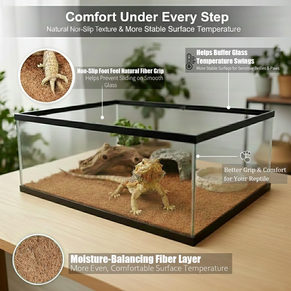 Reptile Carpet,18"×36",2 PCS Natural Coconut Fiber Liner Flooring