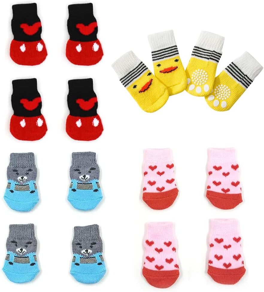 16 Pieces Dog Anti Slip Socks for Small Dogs