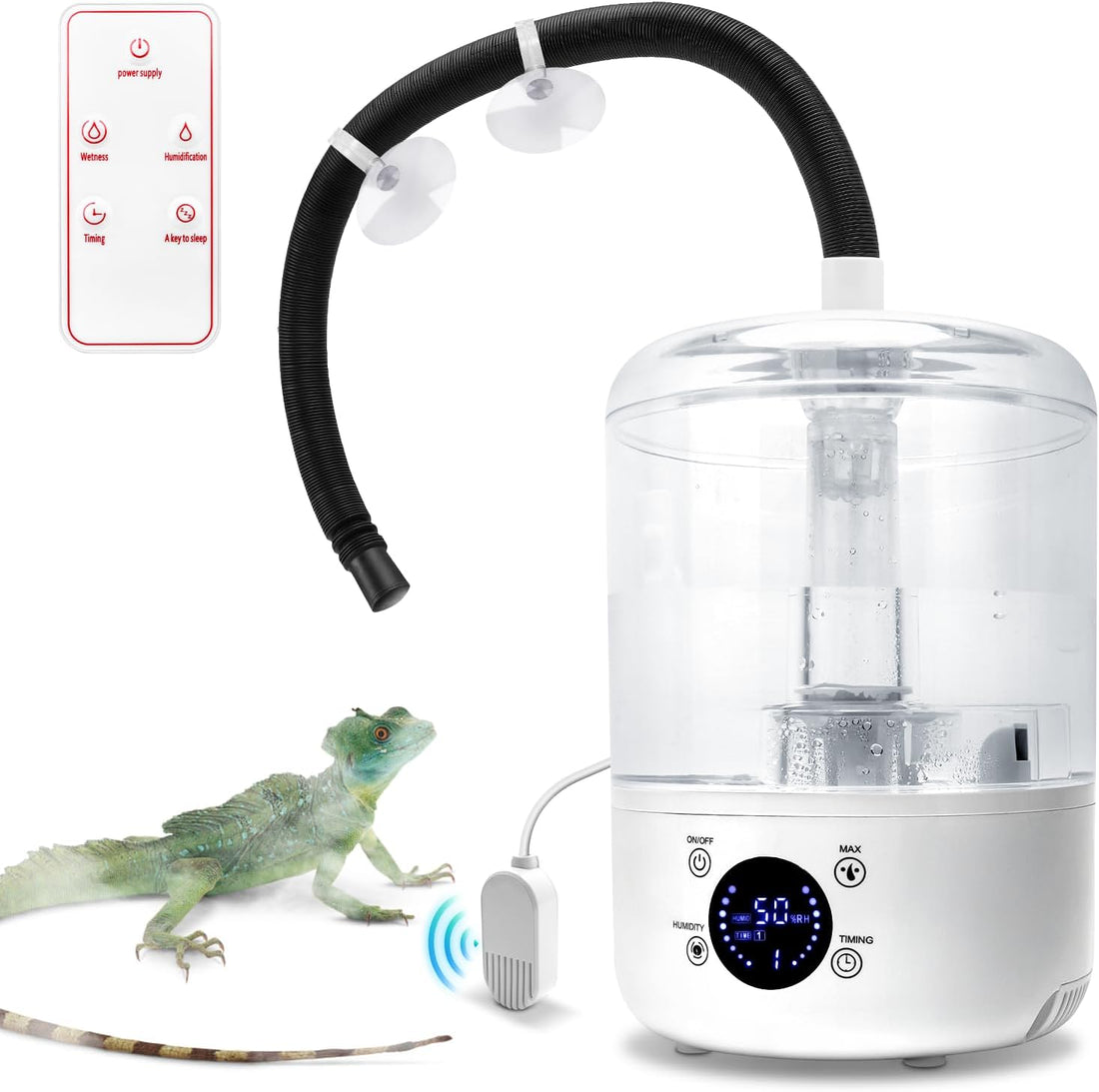 4L Reptile Humidifier Fogger, Humidity Sensor, Timer, 3 Mist Levels