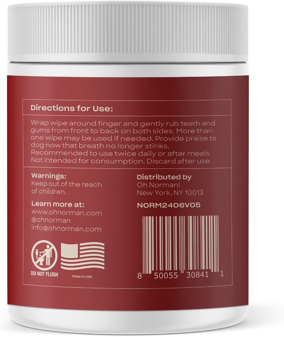 OH NORMAN! Dog Dental Wipes - Vet-Approved Pet Dental Finger Wipes