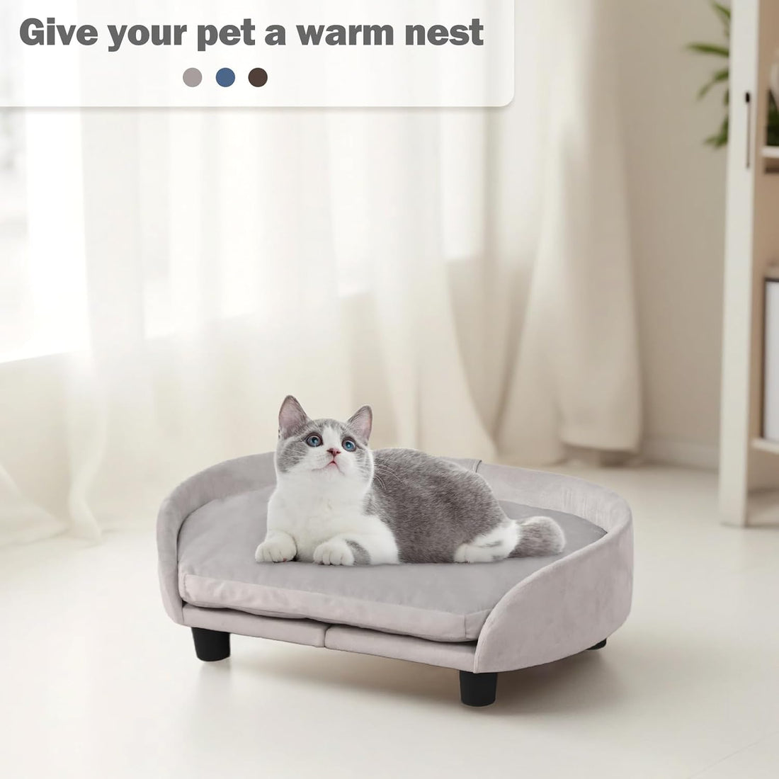 Cat Sofa Bed, Velvet Pet Couch Chair withRemoveable & Washable