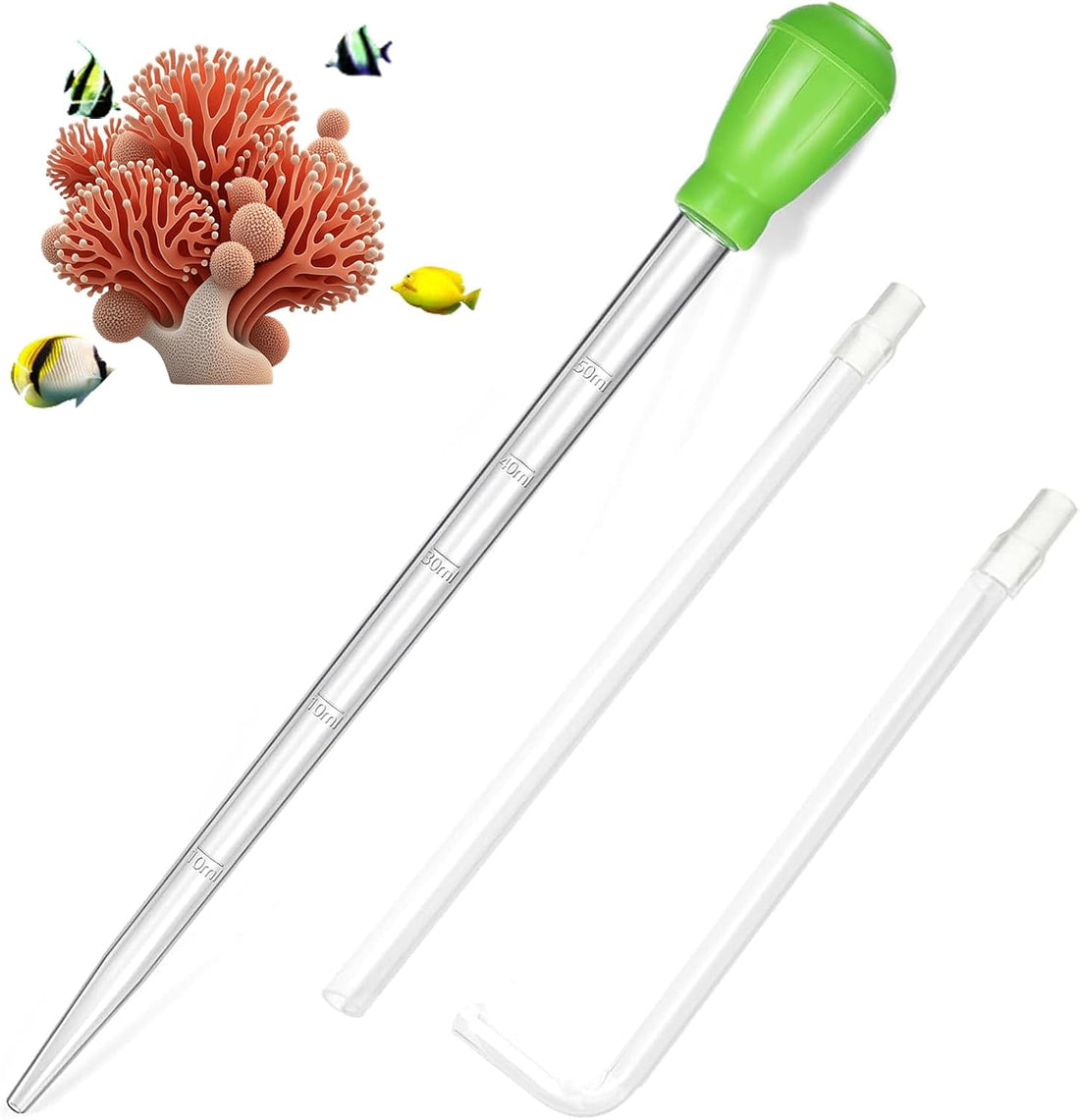 KABASI Waste Clean Tool Coral Fish Feeder with 2PCS Extension Pipes