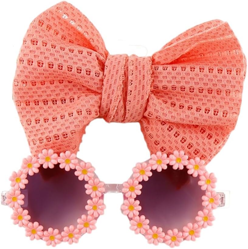 2Pcs/Set Pet Dog Bow Headband Sunflower Sunglasses Cute Summer Beach